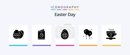Téléchargez les illustrations : Easter Glyph 5 Icon Pack Including easter. tea. decoration. nature. bloon. Creative Icons Design - en licence libre de droit