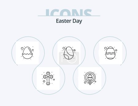 Ilustración de Easter Line Icon Pack 5 Icon Design. easter. easter. basket. bible. egg - Imagen libre de derechos