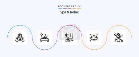 Illustration for Spa And Relax Line 5 Icon Pack Including . spa . spa . relax . foot - Royalty Free Image