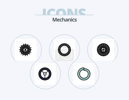 Ilustración de Mecánica de la línea llena Icon Pack 5 Icon Design. .. Rueda. .. ventilador - Imagen libre de derechos