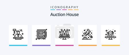 Illustration for Auction Line 5 Icon Pack Including tag. compete. communication. bid. law. Creative Icons Design - Royalty Free Image