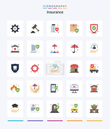 Illustration for Creative Insurance 25 Flat icon pack  Such As bank. protection. insurance. insurance. security - Royalty Free Image