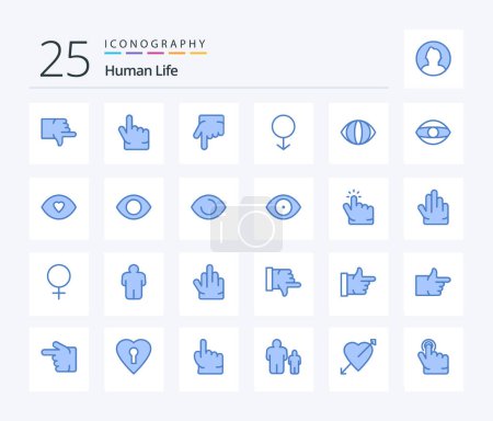 Ilustración de Paquete de iconos de Human 25 Blue Color incluyendo clic. humano. Hombre. Cara. visión - Imagen libre de derechos