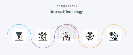 Illustration for Science And Technology Line Filled Flat 5 Icon Pack Including deep learning. artificial intelligence. science experiment. genetic research. genetic engineering - Royalty Free Image