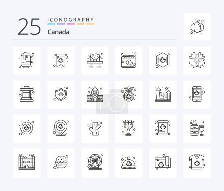 Téléchargez les illustrations : Pack d'icônes Canada 25 Line incluant cercle. jour. architecture. mois. calendrier - en licence libre de droit