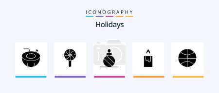 Illustration for Holidays Glyph 5 Icon Pack Including holiday. christmas. ball. basketball. candle. Creative Icons Design - Royalty Free Image