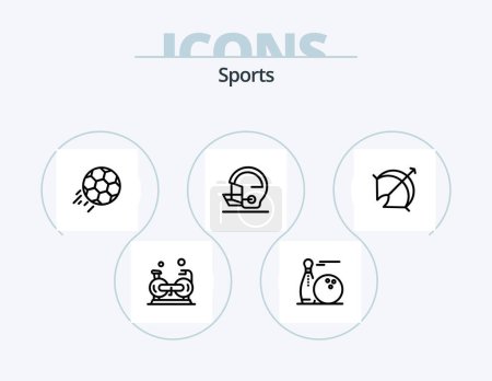 Téléchargez les illustrations : Sport Line Icon Pack 5 Icône Design. épingles. Boule. point. cardio. fitness - en licence libre de droit