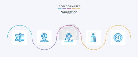Illustration for Navigation Blue 5 Icon Pack Including . location. location. navigation. route - Royalty Free Image