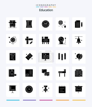 Téléchargez les illustrations : Creative Education 25 Glyphe Solide Noir icône pack Telles que les données. web.. internet. - en licence libre de droit