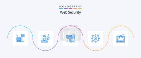 Téléchargez les illustrations : Web Security Blue 5 Icon Pack Including computer virus. security. secure. protection. protection - en licence libre de droit