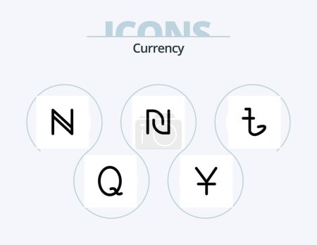 Téléchargez les illustrations : Currency Line Filled Icon Pack 5 Icon Design. peso. currency . try. philippine . money - en licence libre de droit