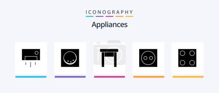 Téléchargez les illustrations : Appliances Glyph 5 Icon Pack Including kitchen. plug. home. light. appliances. Creative Icons Design - en licence libre de droit