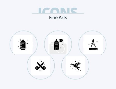 Illustration for Fine Arts Glyph Icon Pack 5 Icon Design. . art. origami. compass. arts - Royalty Free Image