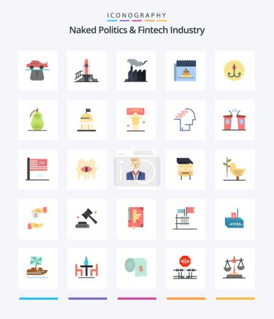 Illustration for Creative Naked Politics And Fintech Industry 25 Flat icon pack  Such As hoax. advertising. playground. lobbying. domination - Royalty Free Image