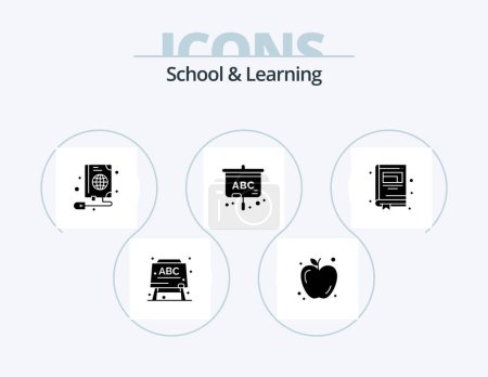Illustration for School And Learning Glyph Icon Pack 5 Icon Design. . notepad. web. notebook. education - Royalty Free Image
