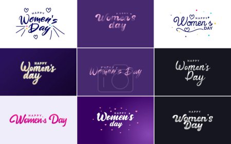 Illustration for International Women's Day vector hand-written typography background with a gradient color scheme - Royalty Free Image