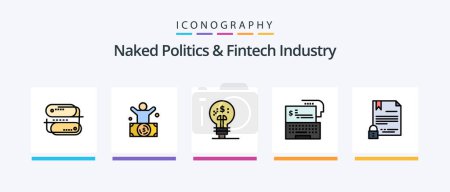 Téléchargez les illustrations : Naked Politics And Fintech Industry Line Filled 5 Icon Pack Including security. personal. internet. personal data protection. dollar. Creative Icons Design - en licence libre de droit