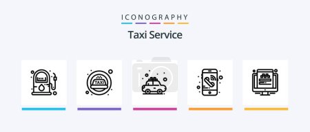 Illustration for Taxi Service Line 5 Icon Pack Including . rank. order. premium. taxi. Creative Icons Design - Royalty Free Image