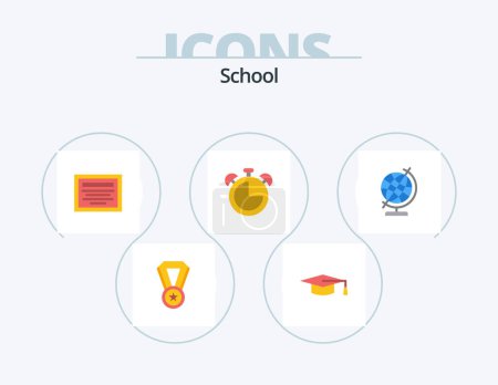 Téléchargez les photos : School Flat Icon Pack 5 Icon Design. . globe. note. geography. timer - en image libre de droit