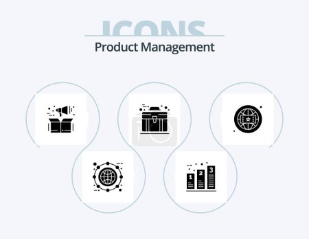 Ilustración de Product Management Glyph Icon Pack 5 Icon Design. case. bag. processing. business. product - Imagen libre de derechos