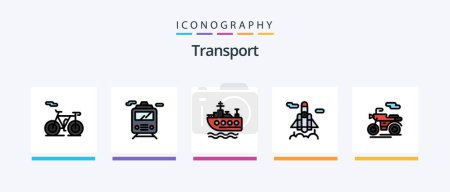 Illustration for Transport Line Filled 5 Icon Pack Including . transport. transport. tramway. transport. Creative Icons Design - Royalty Free Image