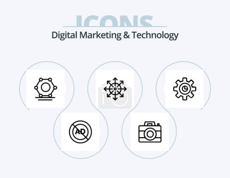 Illustration for Digital Marketing And Technology Line Icon Pack 5 Icon Design. marketing. plug. man. close. board - Royalty Free Image