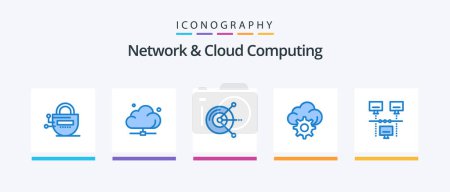 Illustration for Network And Cloud Computing Blue 5 Icon Pack Including internet. technology. technology. gear. hard drive disk. Creative Icons Design - Royalty Free Image