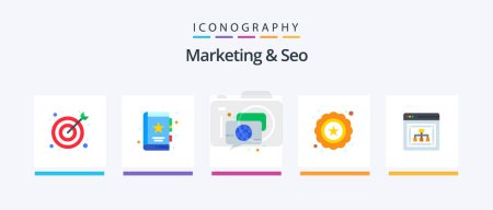 Illustration for Marketing And Seo Flat 5 Icon Pack Including seo. seo. bubble. quality. talk. Creative Icons Design - Royalty Free Image