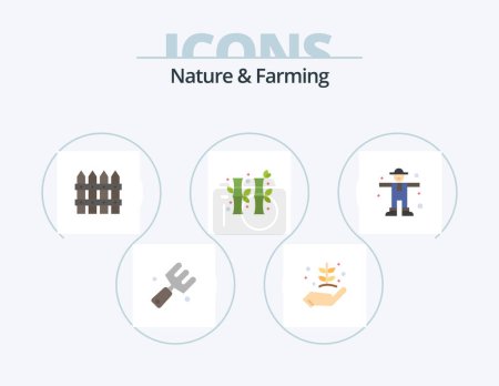Illustration for Nature And Farming Flat Icon Pack 5 Icon Design. character. chinese. nature. china. garden - Royalty Free Image