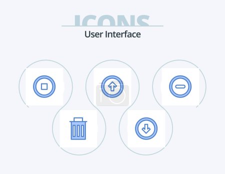 Illustration for User Interface Blue Icon Pack 5 Icon Design. interface. user interface. down. user. arrow - Royalty Free Image