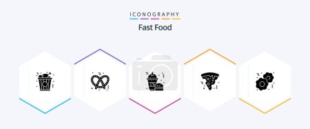Téléchargez les illustrations : Fast Food 25 Glyph icon pack including . fast. burger. food. pizza - en licence libre de droit