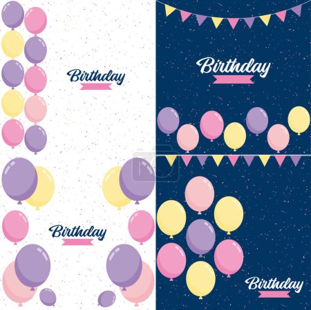 Photo for Happy Birthday in a sleek. modern font with a gradient color scheme and a confetti effect - Royalty Free Image