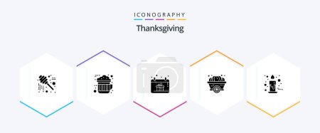 Illustration for Thanksgiving 25 Glyph icon pack including thanks day. thanksgiving. calendar. squash. autumn - Royalty Free Image