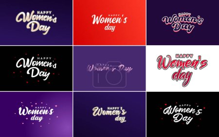 Illustration for Pink Happy Women's Day typographical design elements international women's day icon and symbol suitable for use in minimalistic designs for international women's day concepts; vector illustration - Royalty Free Image