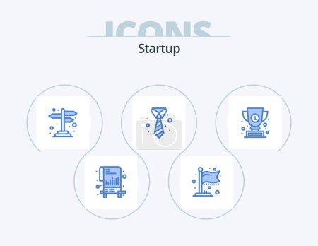 Téléchargez les illustrations : Startup Blue Icon Pack 5 Icon Design. winner. award. navigation. clothing. suit - en licence libre de droit