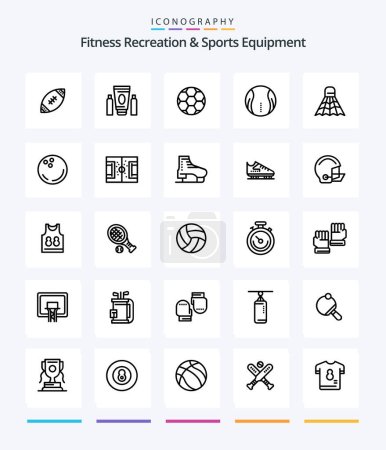 Illustration for Creative Fitness Recreation And Sports Equipment 25 OutLine icon pack  Such As badminton. sport. healthcare. tennis. sport - Royalty Free Image