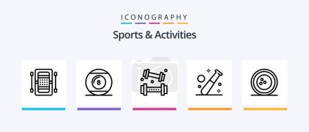 Illustration for Sports and Activities Line 5 Icon Pack Including game. athletics. sports accessory. sports ball. leather ball. Creative Icons Design - Royalty Free Image