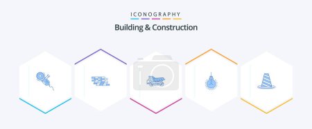 Illustration for Building And Construction 25 Blue icon pack including tips. bulb. brick. light. transport - Royalty Free Image