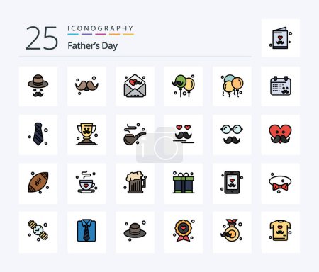 Illustration for Fathers Day 25 Line Filled icon pack including calender. father. gentleman. dad. wishes - Royalty Free Image