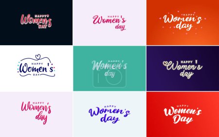 Ilustración de Pink Happy Women's Day typographical design elements set for greeting cards - Imagen libre de derechos