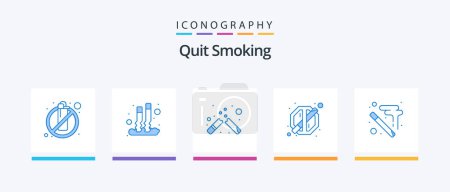 Illustration for Quit Smoking Blue 5 Icon Pack Including not allowed. block. smoking. banned. smoking. Creative Icons Design - Royalty Free Image