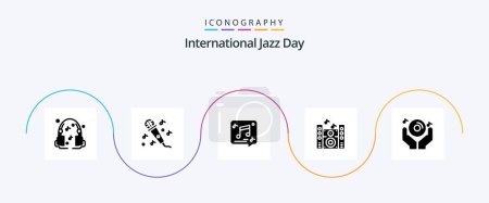 Téléchargez les illustrations : International Jazz Day Glyph 5 Icon Pack Including speaker. music . music - en licence libre de droit