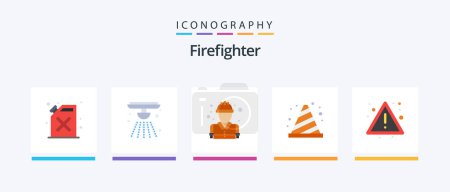 Illustration for Firefighter Flat 5 Icon Pack Including fire. sign. fire. road. block. Creative Icons Design - Royalty Free Image