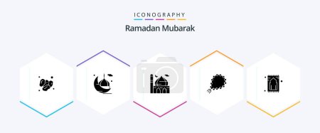 Illustration for Ramadan 25 Glyph icon pack including pray. misbaha. masjid. pray. islam - Royalty Free Image