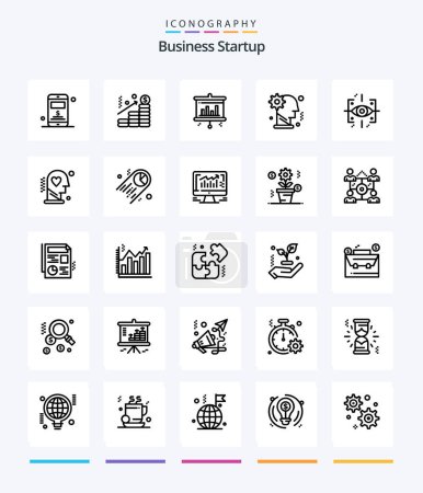 Téléchargez les illustrations : Creative Business Startup 25 OutLine icône pack tel que mécanisme. l'équipement. graphique. cerveau. écran - en licence libre de droit