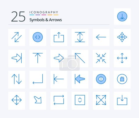Ilustración de Symbols & Arrows 25 Blue Color icon pack including end. navigate. send. move. left - Imagen libre de derechos