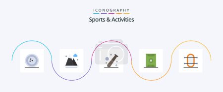 Illustration for Sports and Activities Flat 5 Icon Pack Including sport. field. mountains. healthcare. game - Royalty Free Image