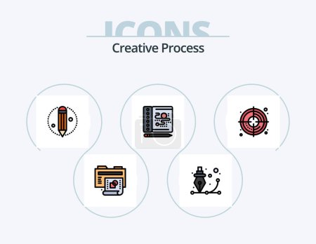 Illustration for Creative Process Line Filled Icon Pack 5 Icon Design. . gear. process. process. process - Royalty Free Image
