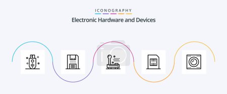 Ilustración de Devices Line 5 Icon Pack Including devices. card. floppy. hardware. electronic - Imagen libre de derechos