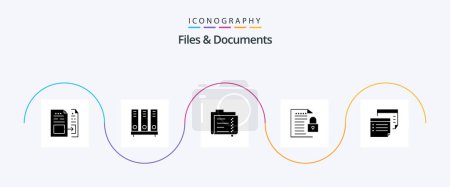 Illustration for Files And Documents Glyph 5 Icon Pack Including file. data. document. folder. document - Royalty Free Image